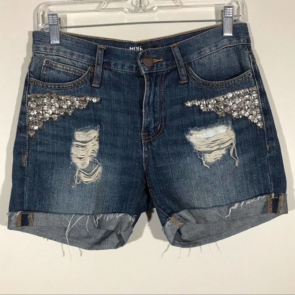 BDG Studded Distressed Boyfriend Jean Shorts